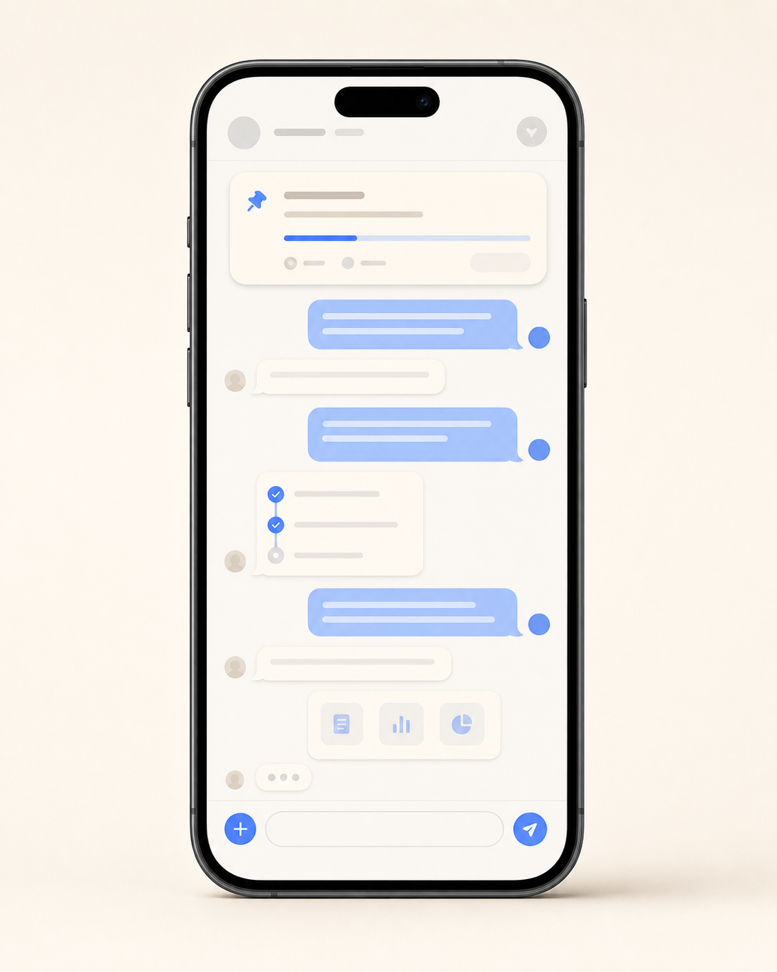 AI43 POD learning chat shown on a mobile phone